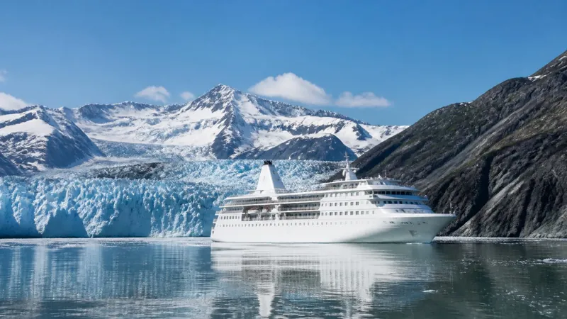 Cruise ship near an Alaska glacier