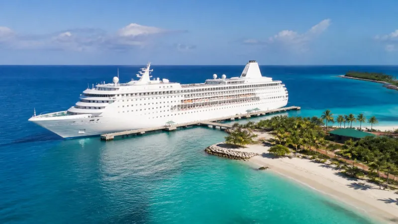 Cruise ship in turquoise tropical waters