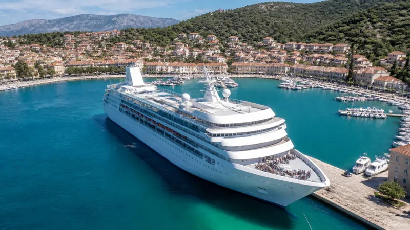 Cruise ship in a Mediterranean harbor